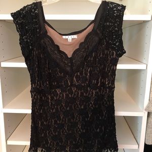 CAbi Black Lace Overlay Top style #53 size L